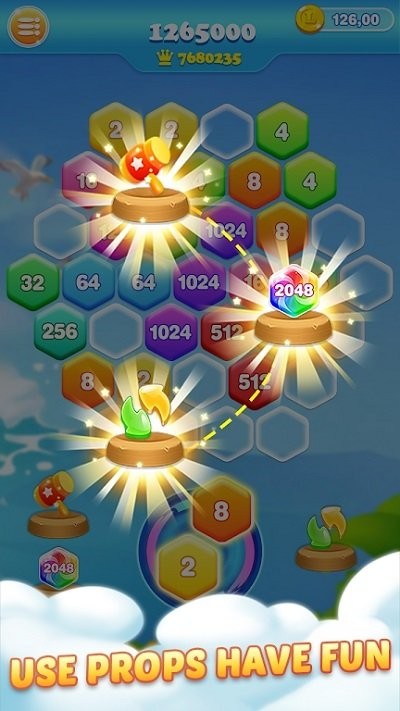 2048六边形粉碎手机版(2048 Hexagon Crush)