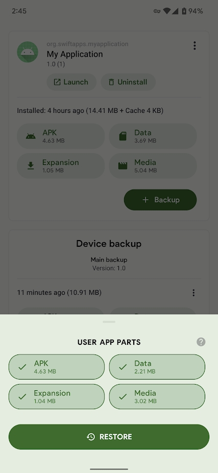 swift backup apk