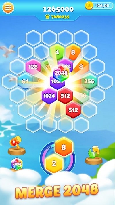 2048六边形粉碎手机版(2048 Hexagon Crush)
