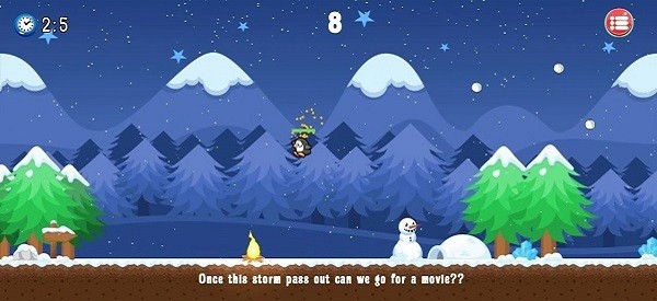 萌企鹅躲雪球小游戏