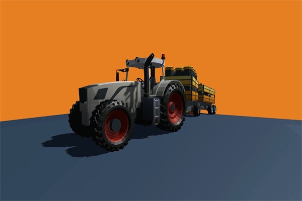 拖拉机越野驾驶(tractor driving offroad: trolley transport cargo)